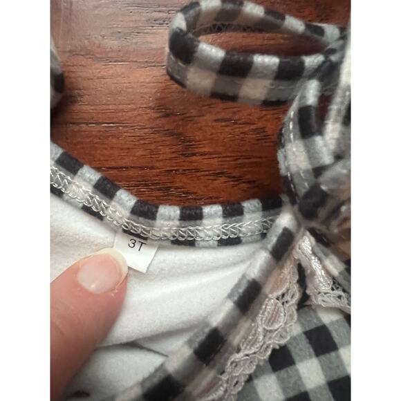 Jane + Jo dress 3T House Dress Black Gingham Super Soft Tie Shoulders Hem READ - Picture 3 of 8